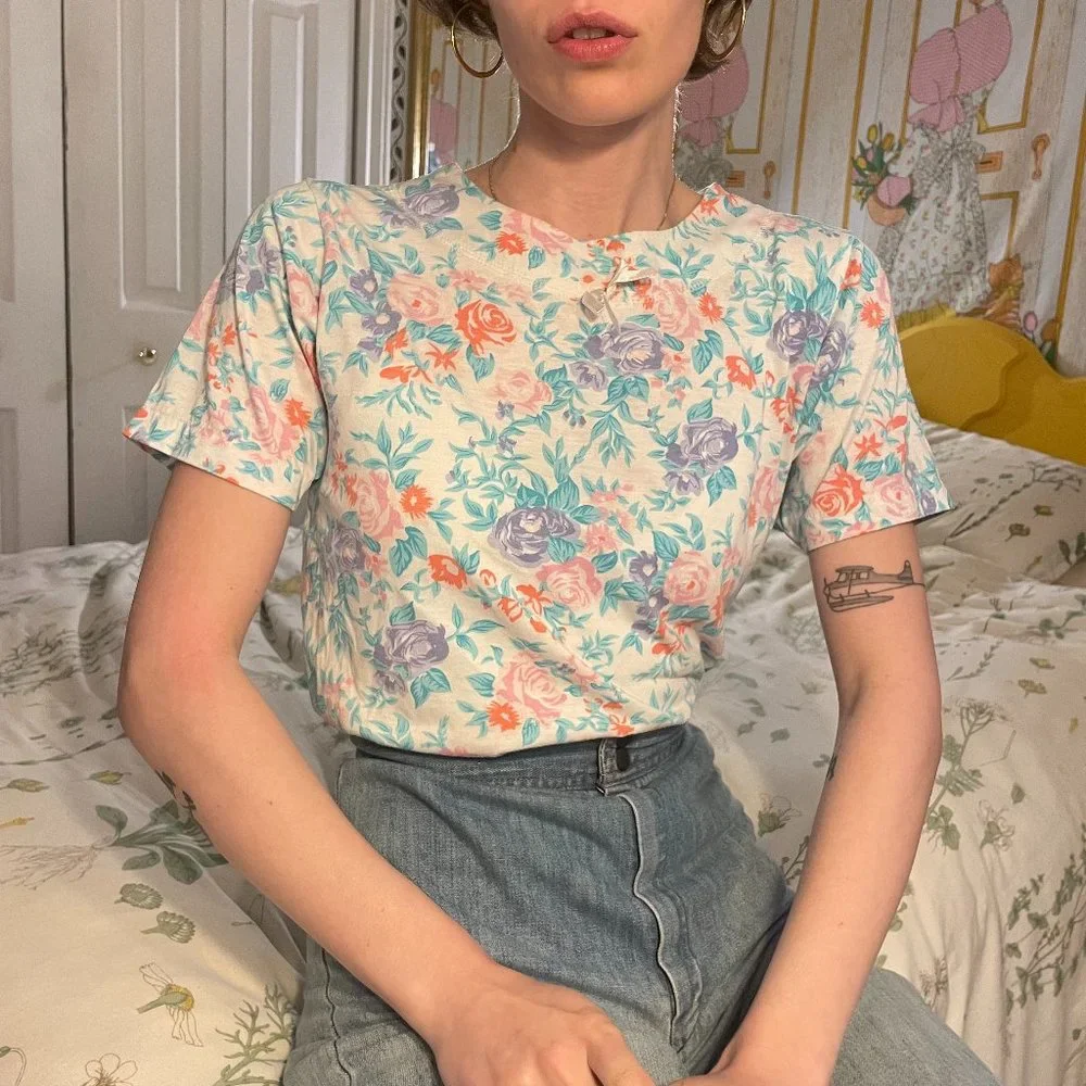 1980s Vintage HER floral cottage style shirt! - Picture 1 of 10
